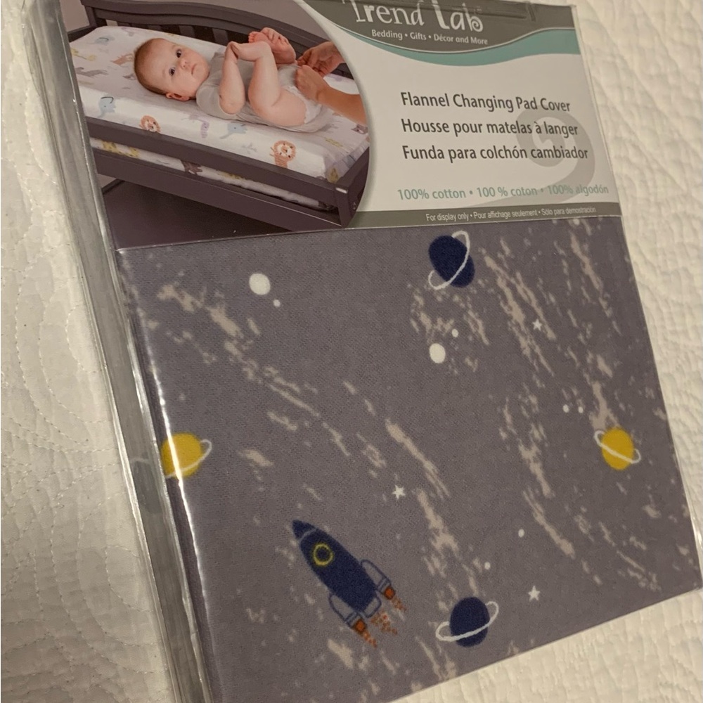 Trend Lab Space-Themed Flannel Changing Pad Cover